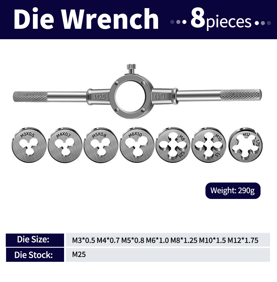 Juego de roscado de metal.